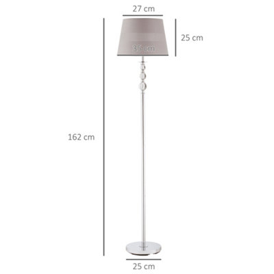 HOMCOM Floor Lamp with Hollow Out Fabric Shade, Chrome Base for Bedroom, Living Room, Study, 162cm, Grey