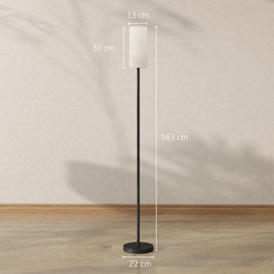 HOMCOM Floor Lamp with Linen Shade & Foot Switch for Living Room, White