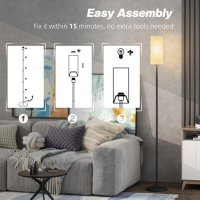 HOMCOM Floor Lamp with Linen Shade & Foot Switch for Living Room, White