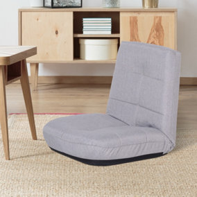 HOMCOM Floor Lazy Sofa Chair 5 - Position Adjustable Recliner 180 Degree Swivel Legless Linen Seater Thick Padding