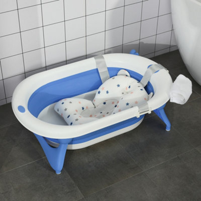 HOMCOM Foldable Baby Bath Tub Ergonomic with Temperature-Induced Water Plug