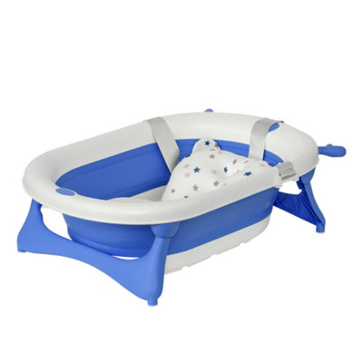 HOMCOM Foldable Baby Bath Tub Ergonomic with Temperature-Induced Water Plug