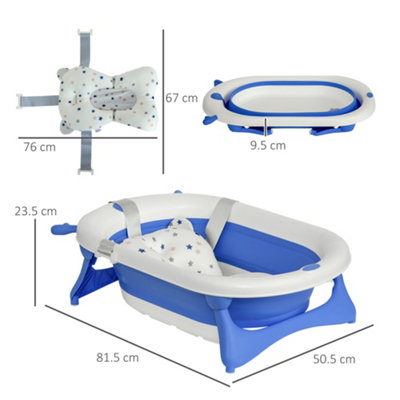 HOMCOM Foldable Baby Bath Tub Ergonomic with Temperature-Induced Water Plug