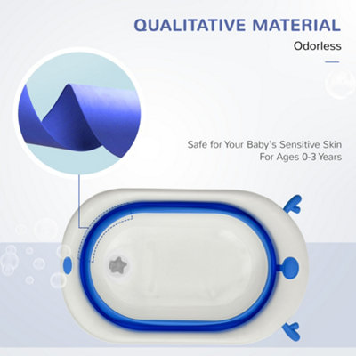 HOMCOM Foldable Baby Bath Tub Ergonomic with Temperature-Induced Water Plug