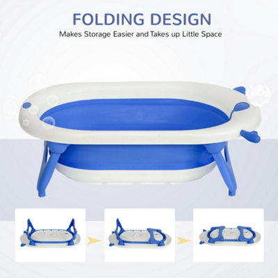 HOMCOM Foldable Baby Bath Tub Ergonomic with Temperature-Induced Water Plug
