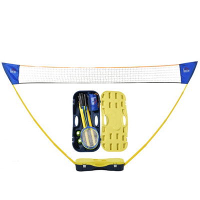 HOMCOM Foldable Badminton Net Set w/ 2 Pairs of Rackets 2 Nylon Shuttlecocks