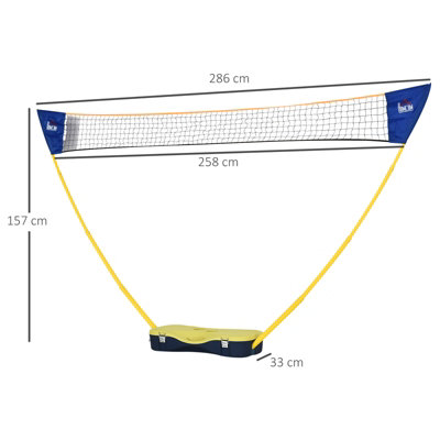 HOMCOM Foldable Badminton Net Set w/ 2 Pairs of Rackets 2 Nylon Shuttlecocks