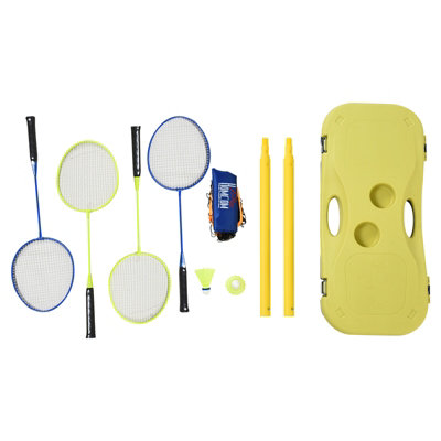 HOMCOM Foldable Badminton Net Set w/ 2 Pairs of Rackets 2 Nylon Shuttlecocks