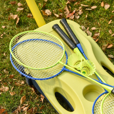 HOMCOM Foldable Badminton Net Set w/ 2 Pairs of Rackets 2 Nylon Shuttlecocks