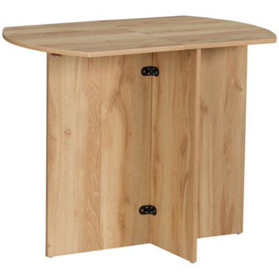 HOMCOM Foldable Dining Table Compact Drop Leaf Table for Kitchen Oak