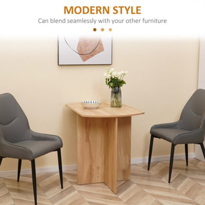 HOMCOM Foldable Dining Table Compact Drop Leaf Table for Kitchen Oak