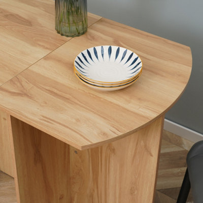 HOMCOM Foldable Dining Table Compact Drop Leaf Table for Kitchen Oak
