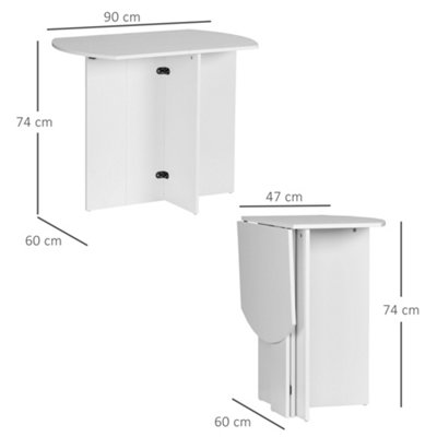 HOMCOM Foldable Dining Table Compact Drop Leaf Table for Kitchen White