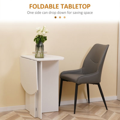 HOMCOM Foldable Dining Table Compact Drop Leaf Table for Kitchen White