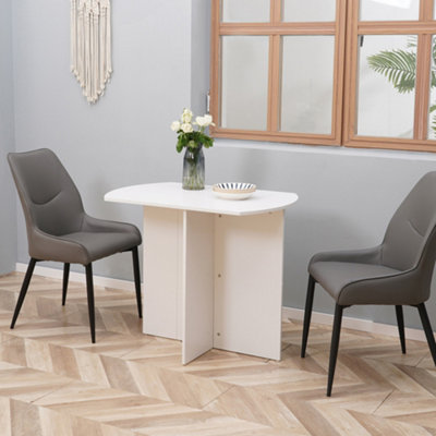 HOMCOM Foldable Dining Table Compact Drop Leaf Table for Kitchen White