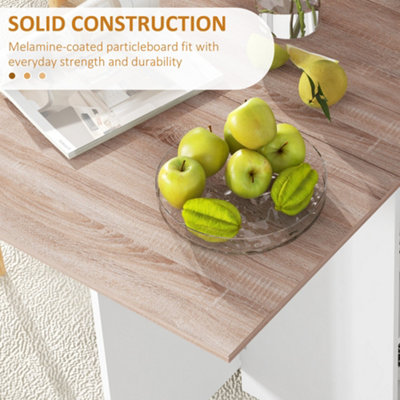 HOMCOM Foldable Dining Table, Drop Leaf Table with Storage for Kitchen, Oak