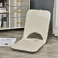 HOMCOM Foldable Padded Floor Chair with Adjustable Backrest Thick Seat Cushion Lazy Lounge Sofa, Beige