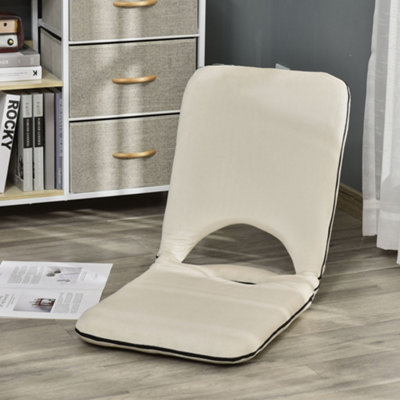 HOMCOM Foldable Padded Floor Chair with Adjustable Backrest Thick Seat  Cushion Lazy Lounge Sofa, Beige