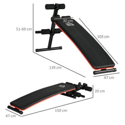HOMCOM Foldable Sit Up Bench, Adjustable Core Workout Training for Home Gym