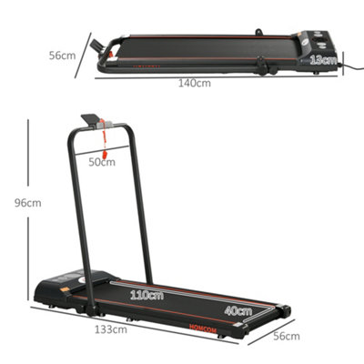 HOMCOM Foldable Walking Treadmill w/ LED Display, Red