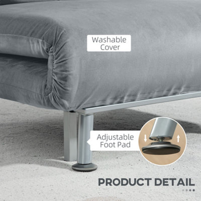 HOMCOM Folding 5 Position Convertible Sleeper Bedroom Chair Bed Grey