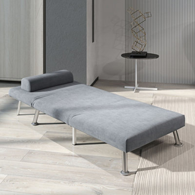 HOMCOM Folding 5 Position Convertible Sleeper Bedroom Chair Bed Grey