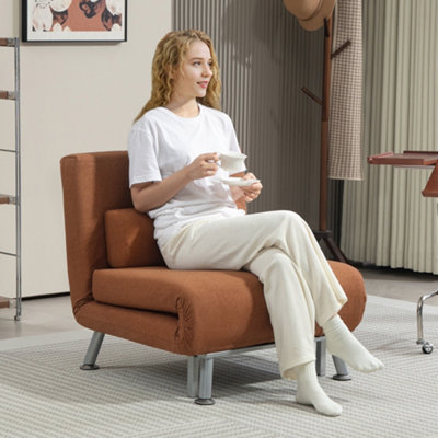 HOMCOM Folding 5 Position Convertible Sleeper Chair Bed Coffee