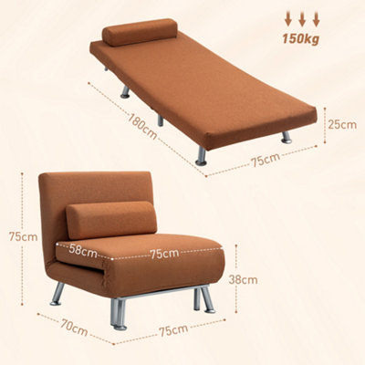 HOMCOM Folding 5 Position Convertible Sleeper Chair Bed Coffee
