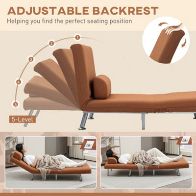 HOMCOM Folding 5 Position Convertible Sleeper Chair Bed Coffee