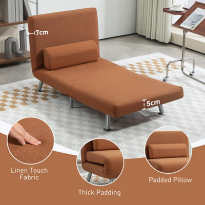 HOMCOM Folding 5 Position Convertible Sleeper Chair Bed Coffee