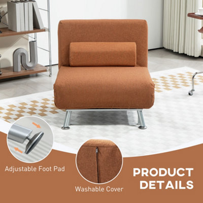 HOMCOM Folding 5 Position Convertible Sleeper Chair Bed Coffee