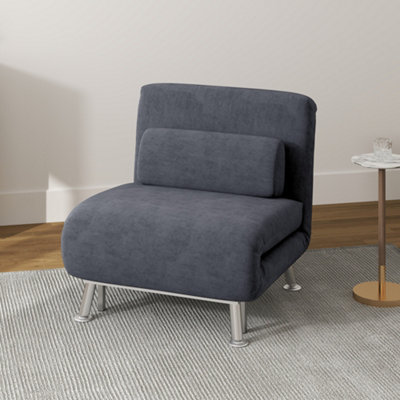HOMCOM Folding 5 Position Convertible Sleeper Chair Charcoal Grey