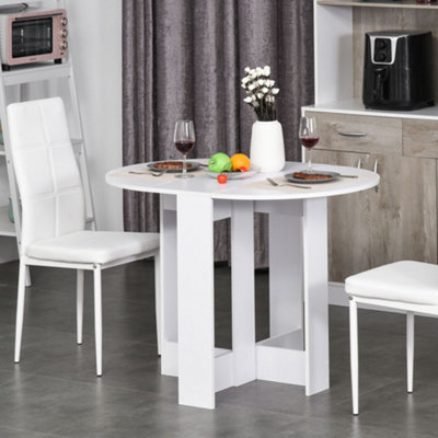 HOMCOM Folding Dining Table Foldable Drop Leaf Dinner Table for Kitchen White