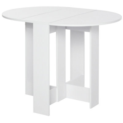 HOMCOM Folding Dining Table Foldable Drop Leaf Dinner Table for Kitchen White