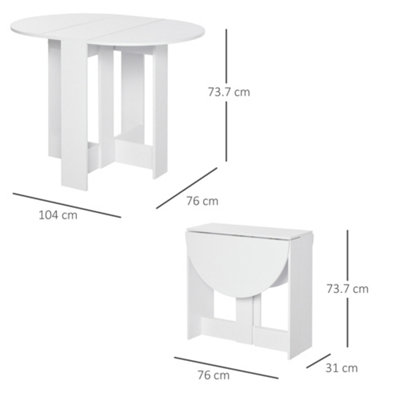 HOMCOM Folding Dining Table Foldable Drop Leaf Dinner Table for Kitchen White