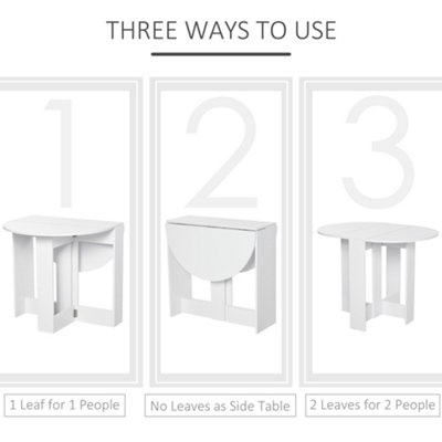 HOMCOM Folding Dining Table Foldable Drop Leaf Dinner Table for Kitchen White
