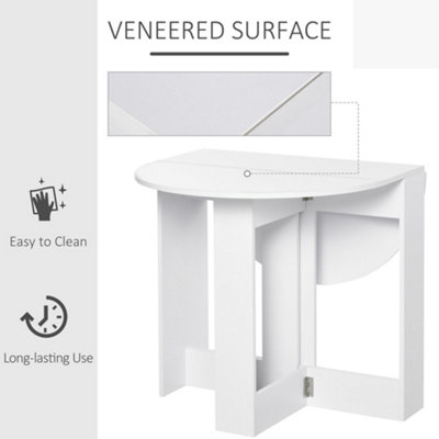 HOMCOM Folding Dining Table Foldable Drop Leaf Dinner Table for Kitchen White