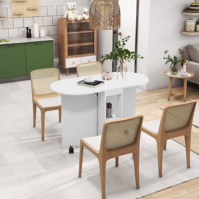 HOMCOM Folding Dining Table for Small Spaces with 2-tier Shelves White