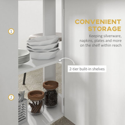 HOMCOM Folding Dining Table for Small Spaces with 2-tier Shelves White