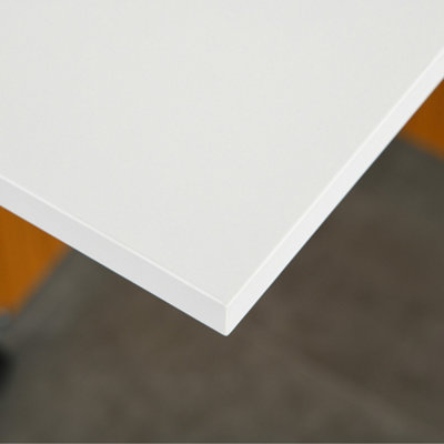 HOMCOM Folding Dining Table Mobile Writing Desk w/ Casters Teak Colour, White