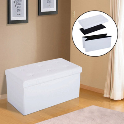 Cream leather deals storage ottoman