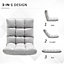 HOMCOM Folding Lazy Floor Sofa Chair Lounge Seat Gaming Couch Bed for Living Room, Home Office, Balcony, Grey