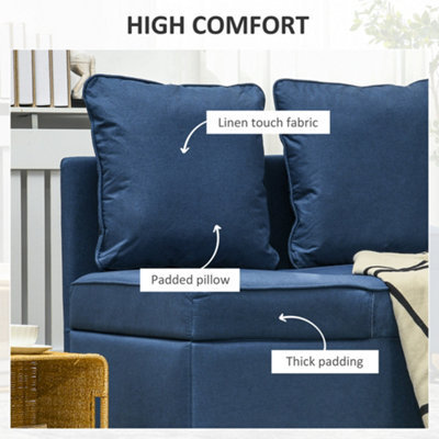 HOMCOM Folding Sleeper Sofa Bed Chair with Pillows, Pocket, Blue