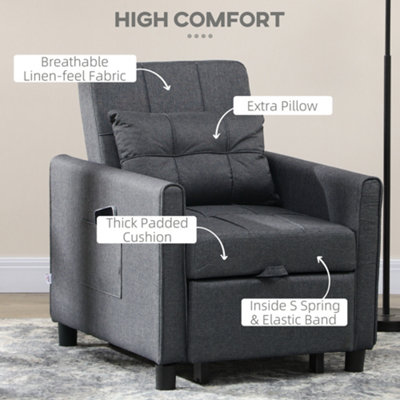 DHP Comfy Flip Out Chair and Sleeper, Dark Gray Microfiber : : Home