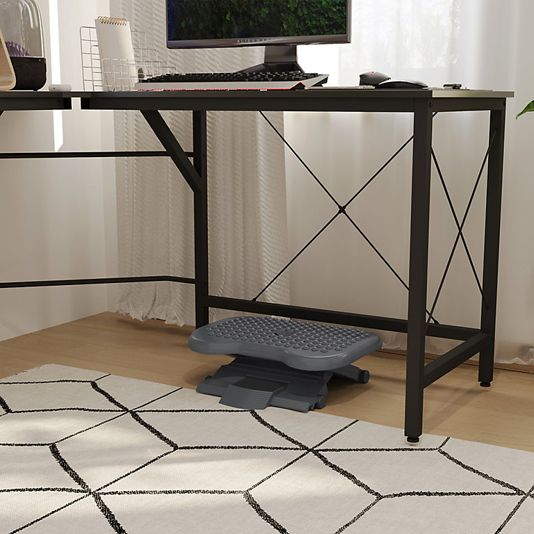 HOMCOM Foot Rest Adjustable Height Angle Tilting Platform Home Office  Footstool