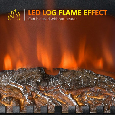 HOMCOM Free standing Electric Fireplace Stove W/ LED Fire Flame Effect ...