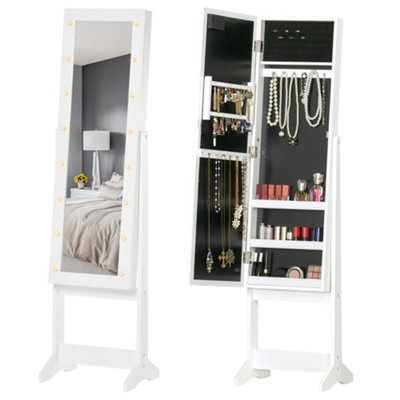 Floor standing jewelry box with deals mirror