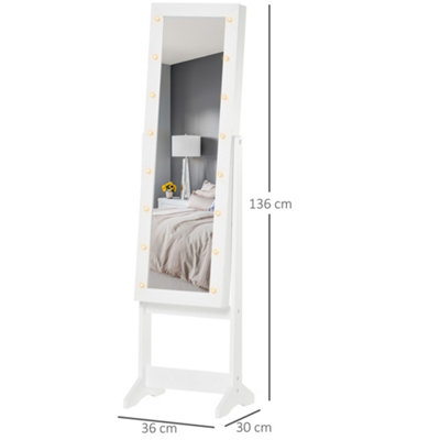 Erommy retro pvc wood grain coating whole body mirror decoration storage dressing mirror jewelry mirror on sale cabinet white