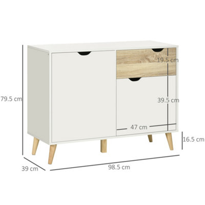 HOMCOM Free Standing Sideboard Storage Cabinet, Accent Cupboard with Drawer