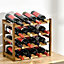 HOMCOM Free Standing Wine Rack 16 Bottle Holders, Bamboo Display Shelf, Brown